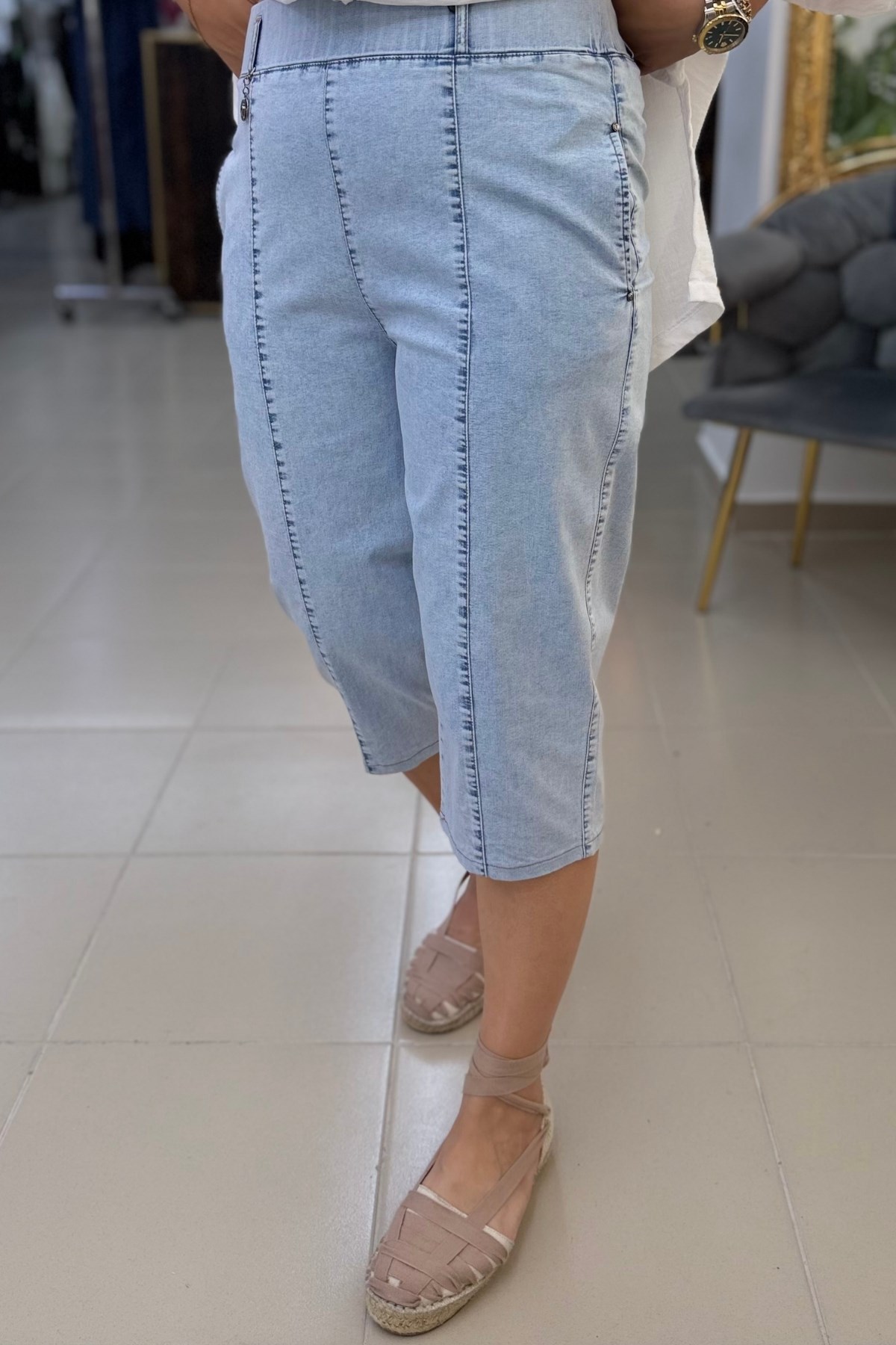 TENCEL LİKRALI BÜYÜK BEDEN JEAN KAPRİ