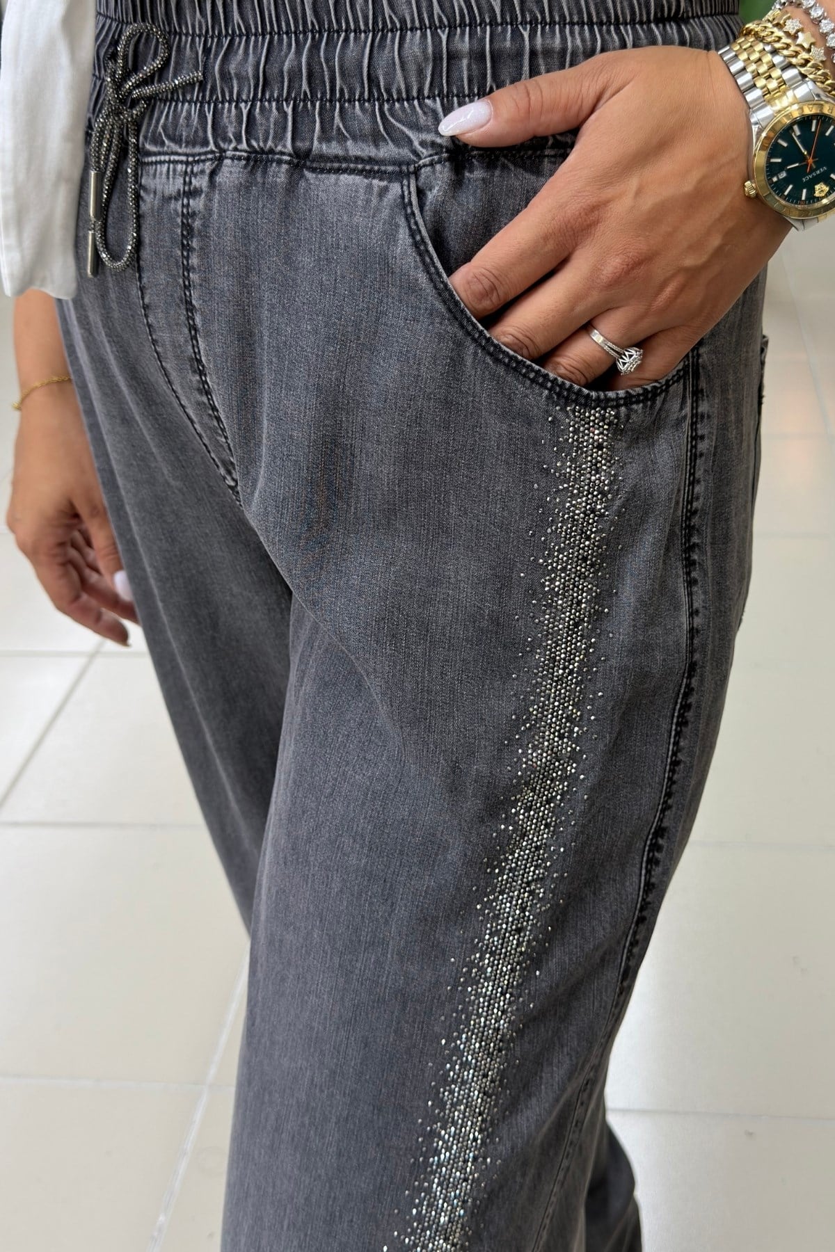 TENCEL TAŞLI BÜYÜK BEDEN PANTOLON