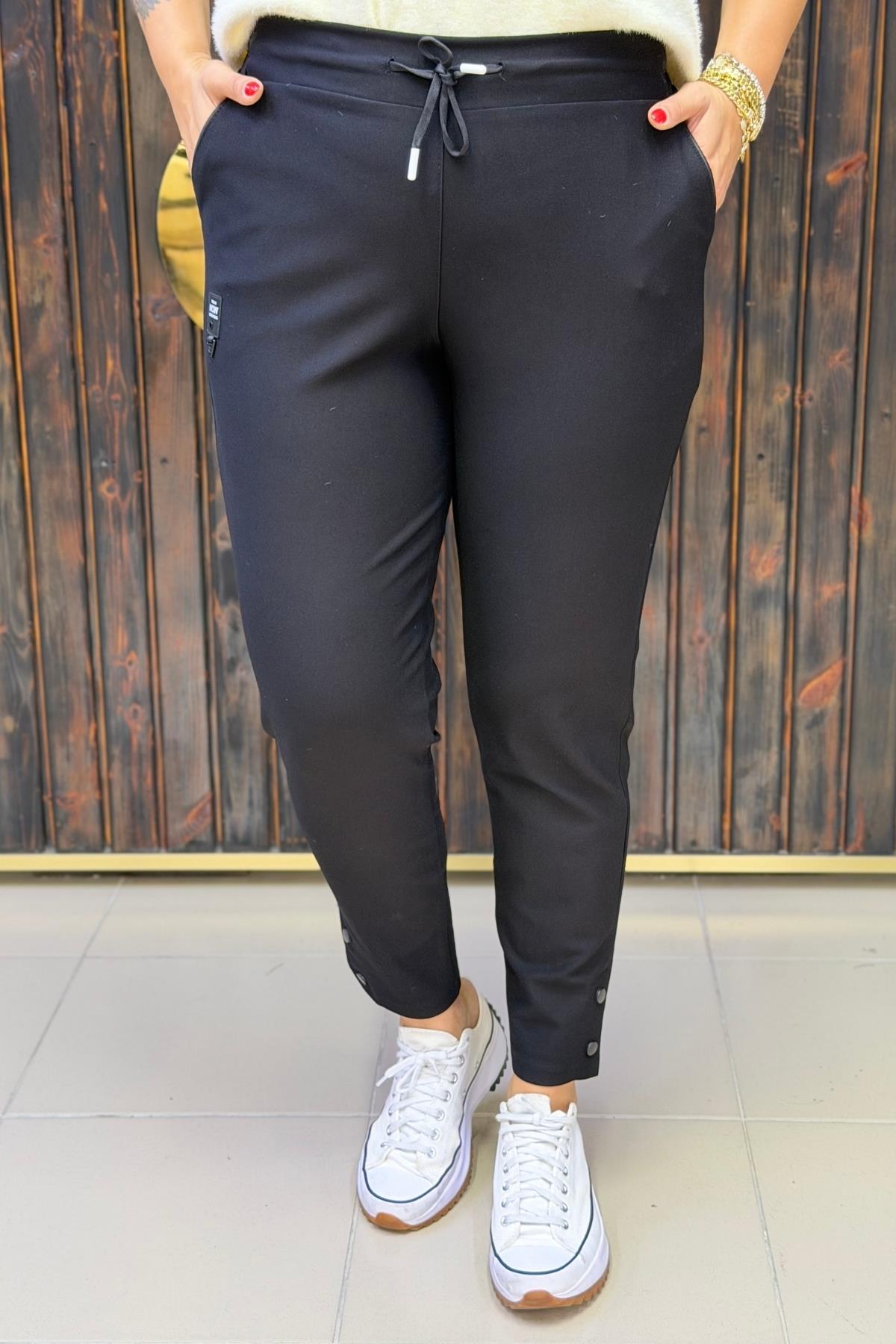 TOPARLAYICI LİKRALI BELİ LASTİKLİ BÜYÜK BEDEN PANTOLON