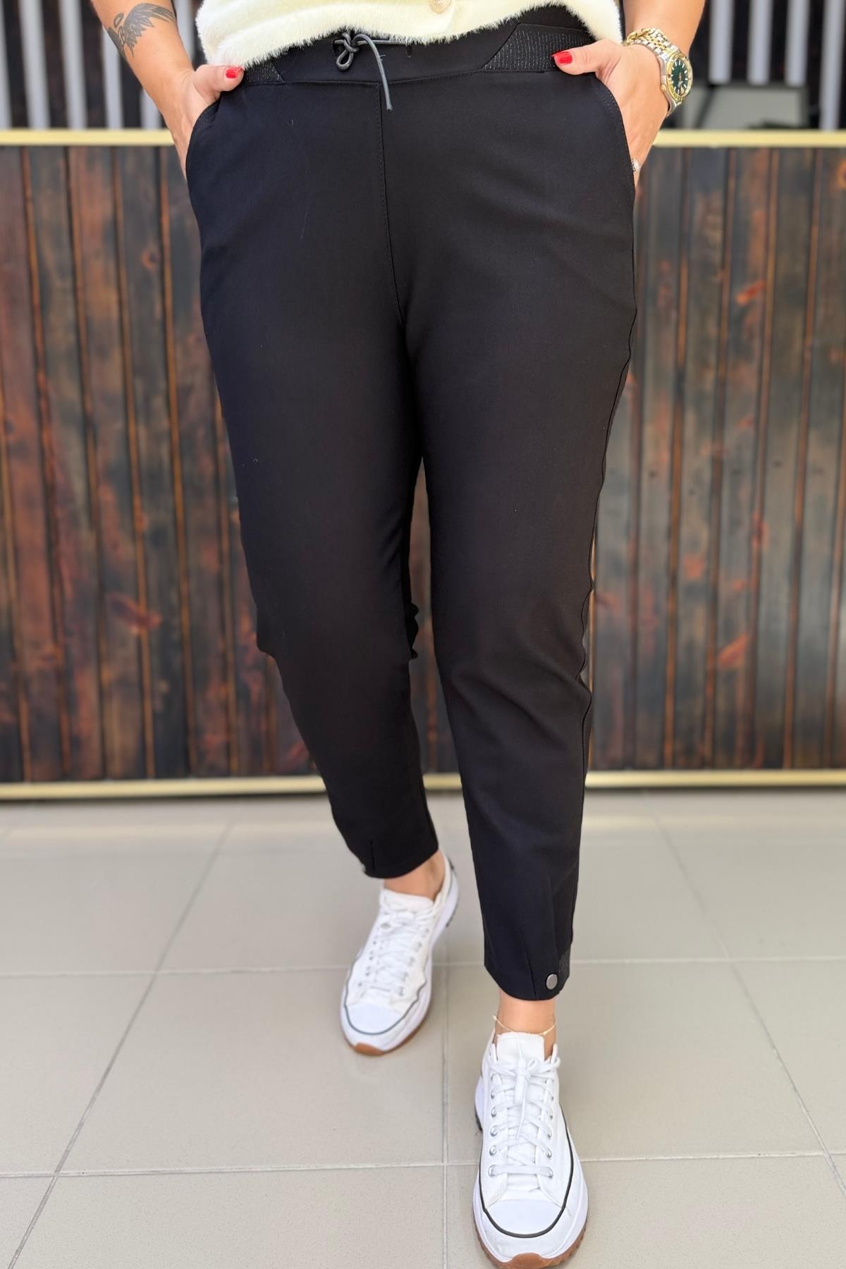 TOPARLAYICILI ÇELİK ÖRME BÜYÜK BEDEN PANTOLON