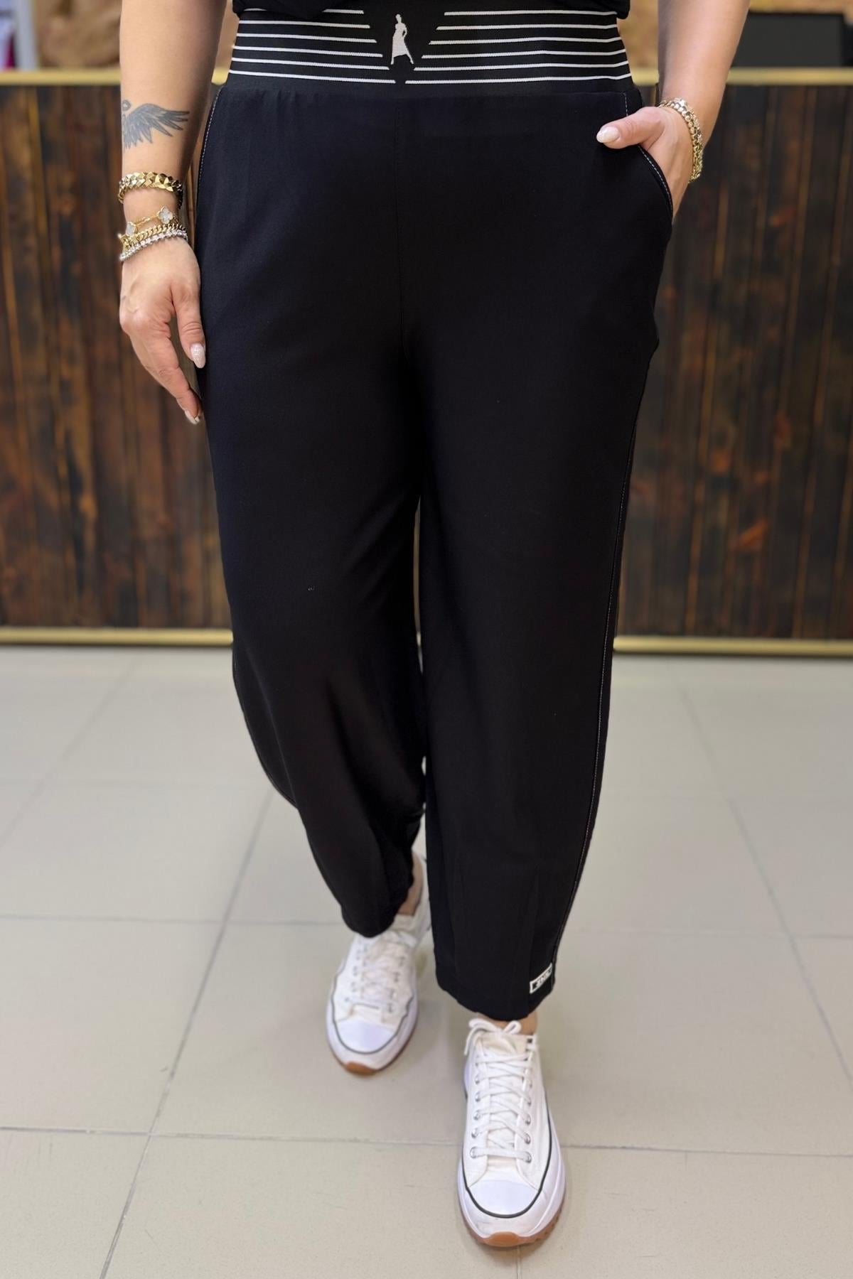 TOPARLAYICILI LİKRALI BAMBU BÜYÜK BEDEN PANTOLON