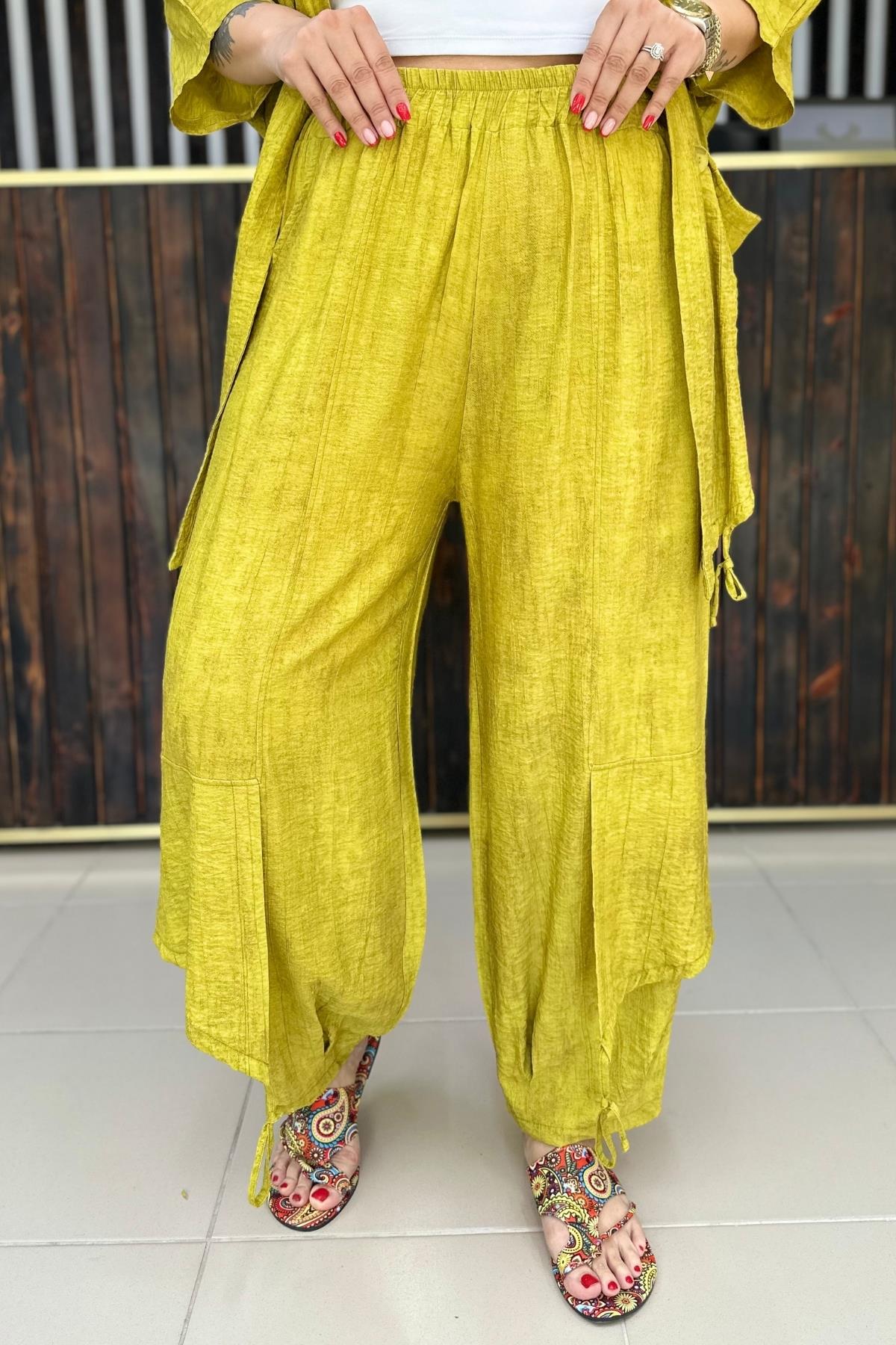YAĞ YEŞİLİ BAMBU PANTOLON BÜYÜK BEDEN