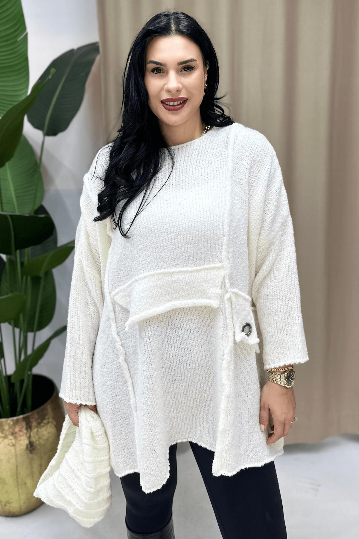 YUMOŞ ŞAL DET BEYAZ TRİKO TUNİK BÜYÜK BEDEN