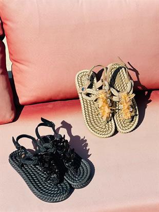 YS QATAR 36-40 TAŞLI İP SANDAL