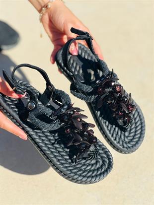 YS QATAR 36-40 TAŞLI İP SANDAL