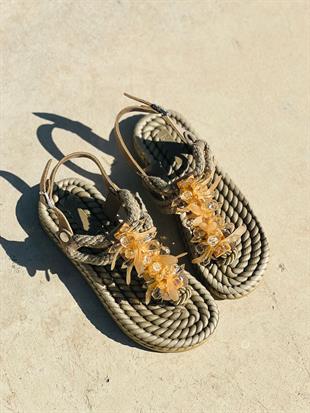 YS QATAR 36-40 TAŞLI İP SANDAL