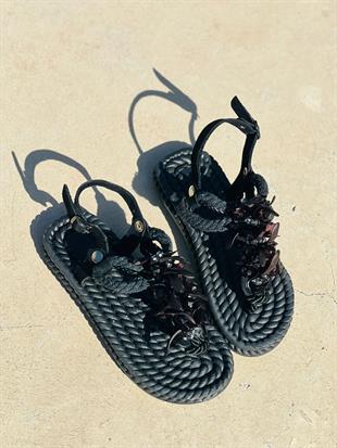 YS QATAR 36-40 TAŞLI İP SANDAL