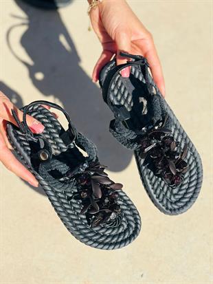YS QATAR 36-40 TAŞLI İP SANDAL