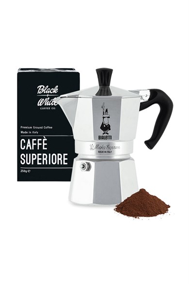 Black & White Kahve Seti - Bialetti Moka Pot