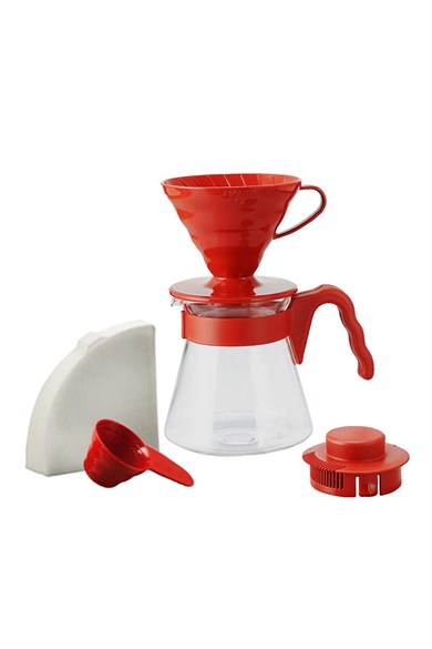 HARIO V60 02 KAHVE DEMLEME SETI (KIRMIZI)