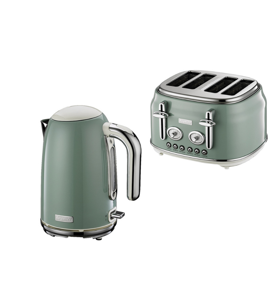 BerghoffBergHOFF GEM RETRO 1.7 Litre Mint Yeşil Su Isıtıcısı & Mint Yeşil Dört Dilim Ekmek Kızartma Makinesi79500517950031