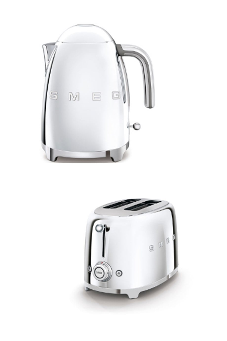 SMEGÇelik Kettle Ve 2x1 Ekmek Kızartma Makinesi Seti KLF03-TSF01SSEUÇelik Set