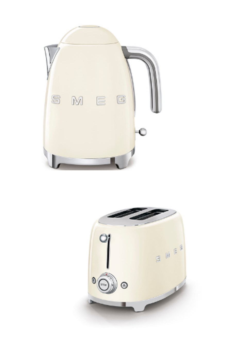 SMEGKrem Kettle Ve  2x1 Ekmek Kızartma Makinesi Seti  KLF03-TSF01CREUSmeg Krem Set