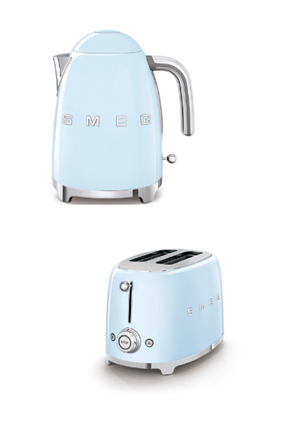 SMEGPastel Mavi Kettle Ve 2x1 Ekmek Kızartma Makinesi Seti KLF03-TSF01CREUPASTEL MAVİ SET