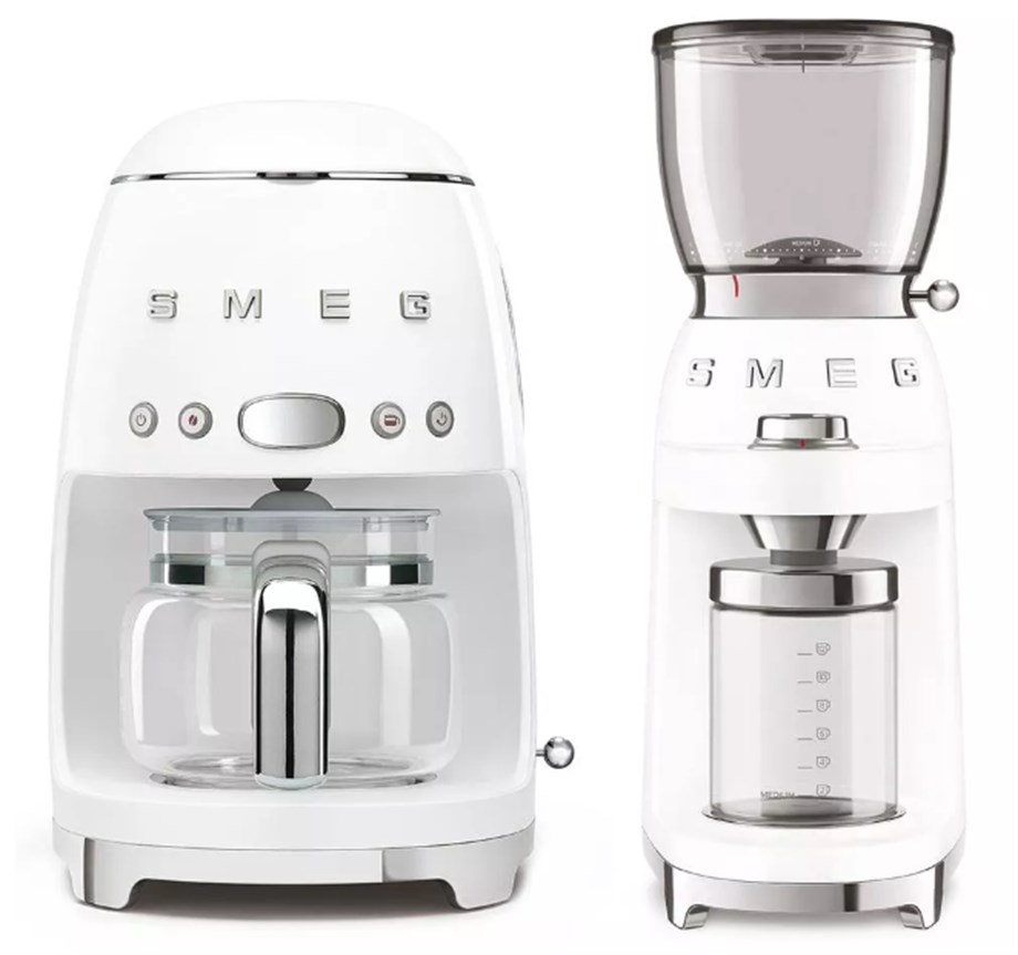 SMEGSmeg Beyaz Filtre Kahve Makinesi ve Kahve Öğütme Makinesi SetiDCF02CGF01WHEU