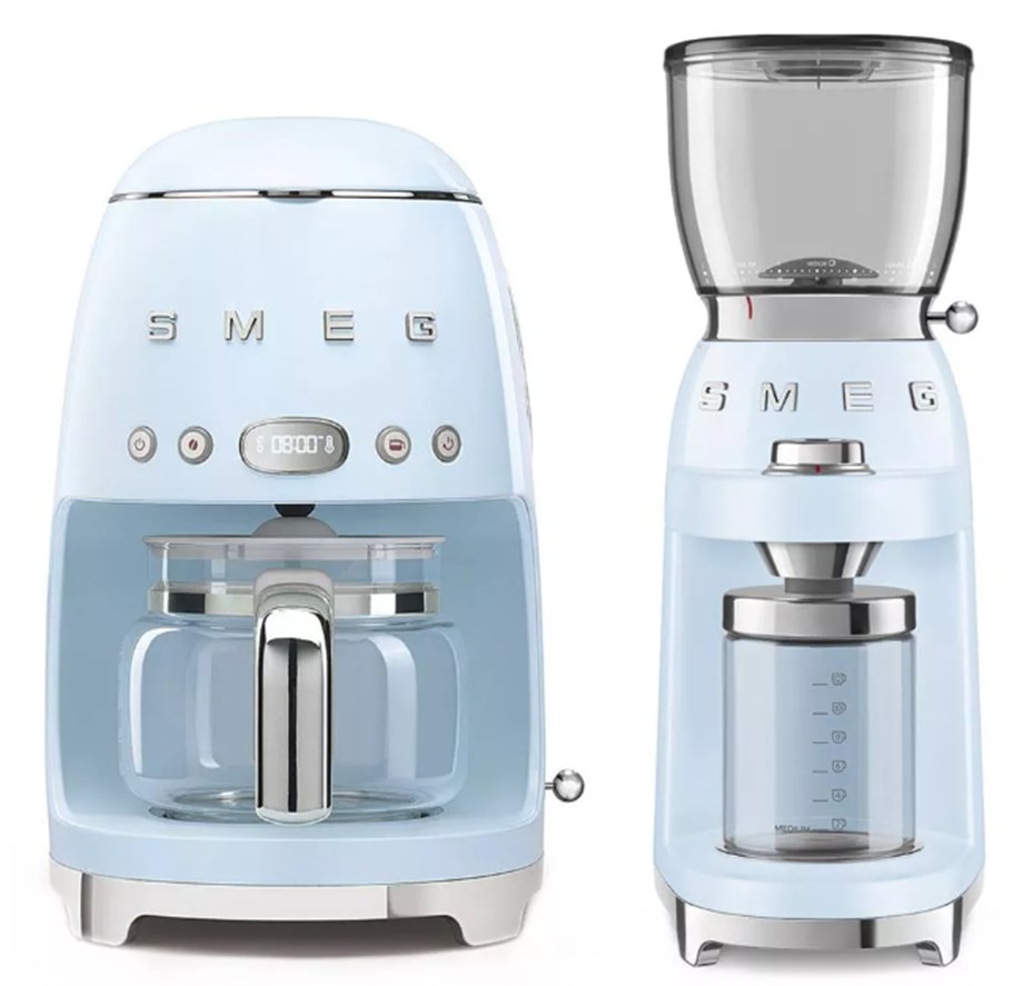 SMEGSmeg Pastel Mavi Filtre Kahve Makinesi ve Kahve Öğütme Makinesi SetiDCF02CGF01PBEU