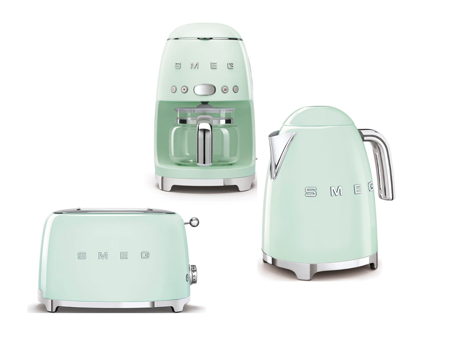 SMEGSmeg Pastel Yeşil Kettle 1x2 Ekmek Kızartma Makinesi ve Filtre Kahve Makine SetiKLF03DCF02TSF01PGEU