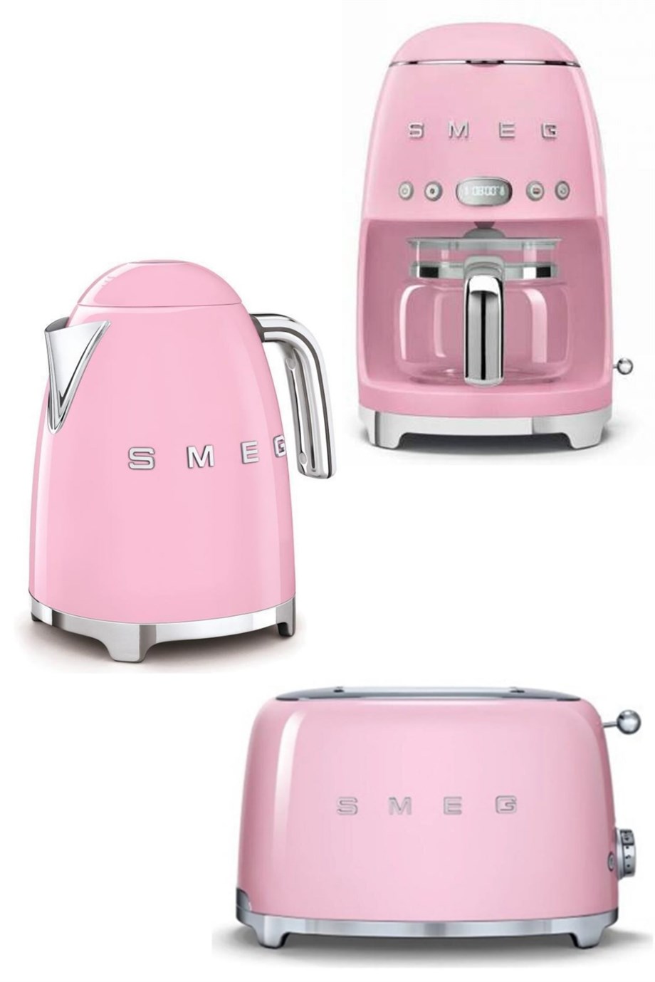 SMEGSmeg Pembe Kettle 1x2 Ekmek Kızartma Makinesi ve Filtre Kahve Makine SetiKLF03DCF02PKEU