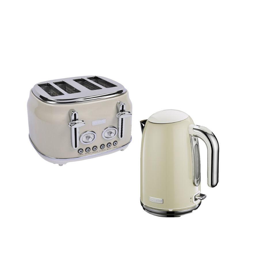 BerghoffBergHOFF GEM RETRO 1.7 Litre Vanilya Krem Rengi Su Isıtıcısı & Krem Rengi Dört Dilim Ekmek Kızartma Makinesi79500527950032