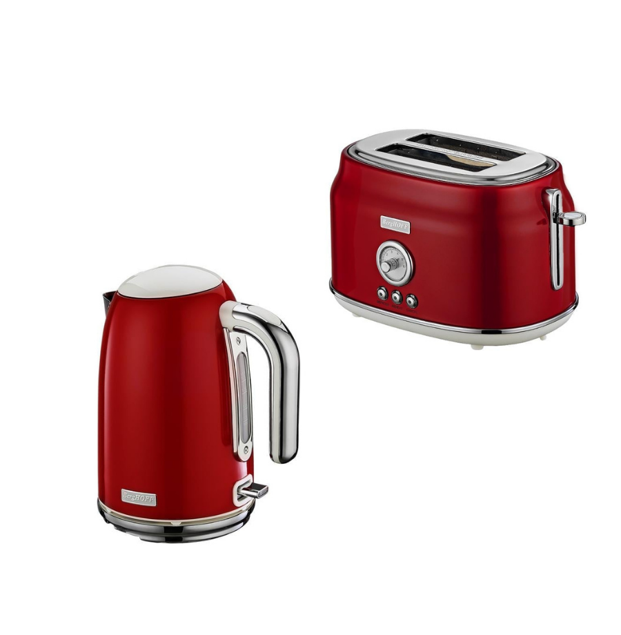 BerghoffBergHOFF GEM RETRO Kırmızı İki Dilim Ekmek Kızartma Makinesi & 1.7 Litre Kırmızı Su Isıtıcısı79500307950040