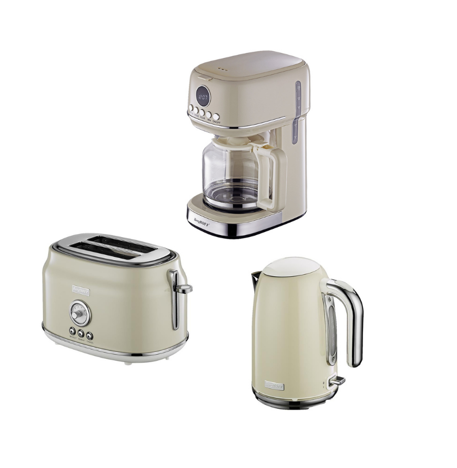 BerghoffBergHOFF GEM RETRO 1.7 Litre Vanilya Krem Rengi Su Isıtıcısı, Ekmek Kızartma Ve Filtre Kahve Makinesi795040079500427950032