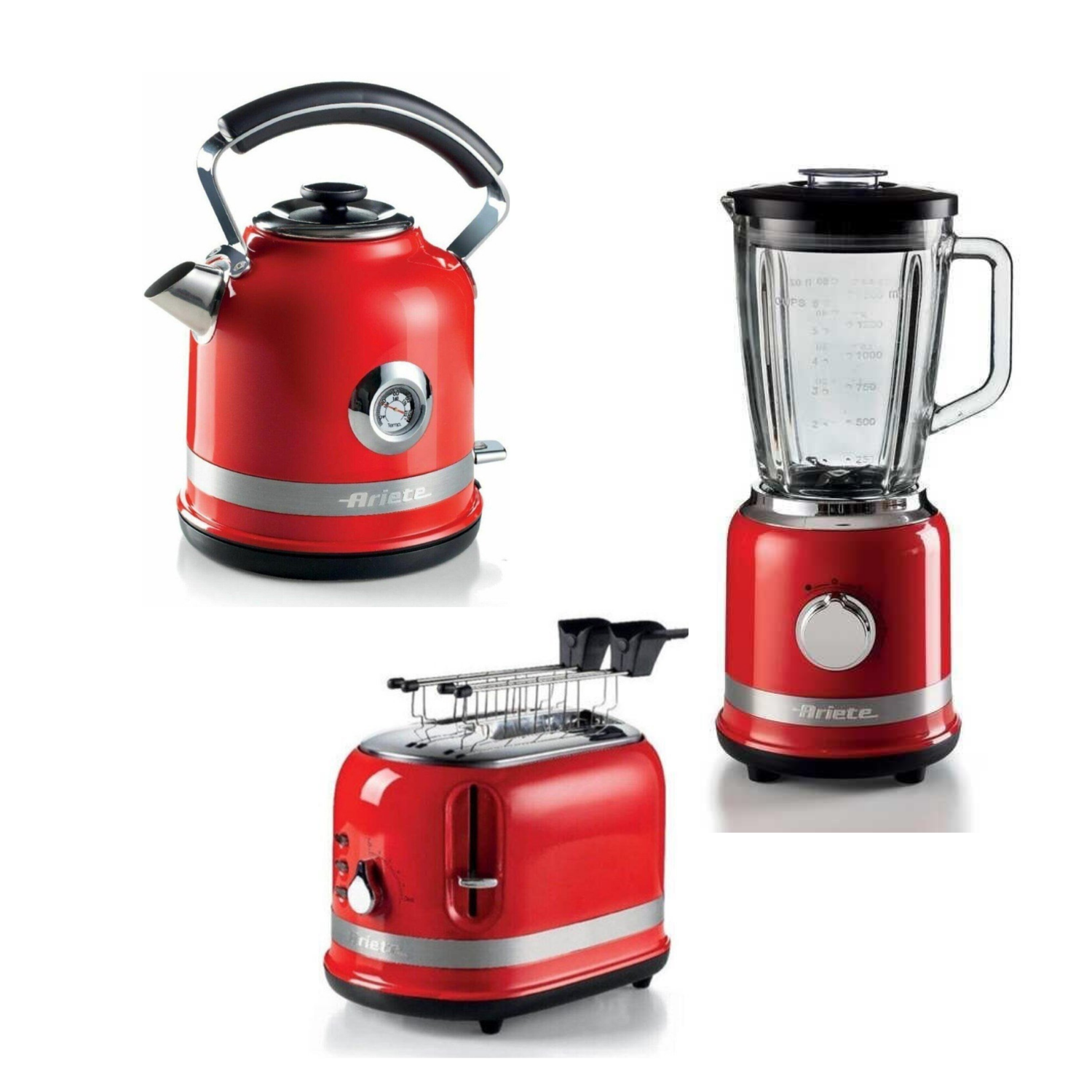ARIETEModerna Serisi Su Isıtıcı Kettle, Ekmek Kızartma Ve Blender Seti Kırmızı00C0149000585/0000C285400AR0