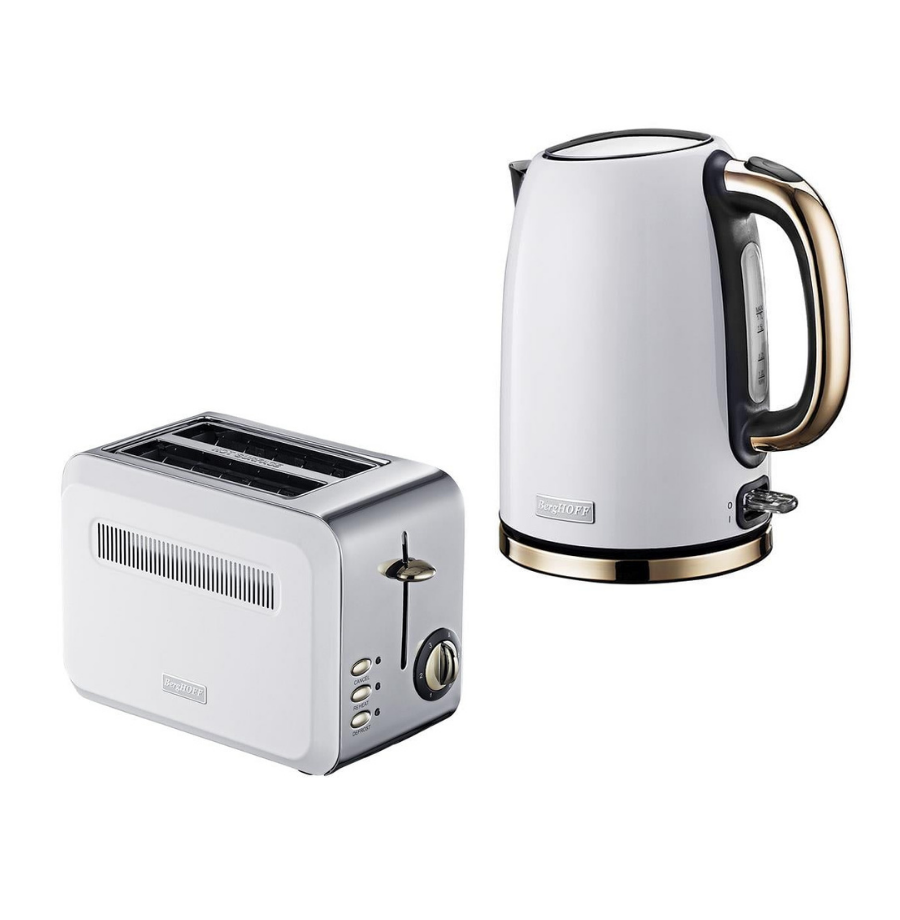 BerghoffBergHOFF GEM TITAN Parlak Gümüş Beyaz İki Dilim Ekmek Kızartma Makinesi & Su Isıtıcı Kettle79500617950071