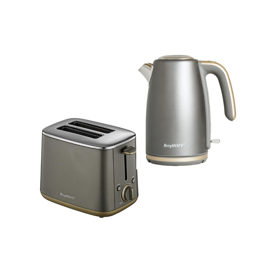 BerghoffBergHOFF GEM PEARL 1.7 Litre Gri Gold Modern Su Isıtıcı&Gri İki Dilim Ekmek Kızartma Makinesi79507027950700