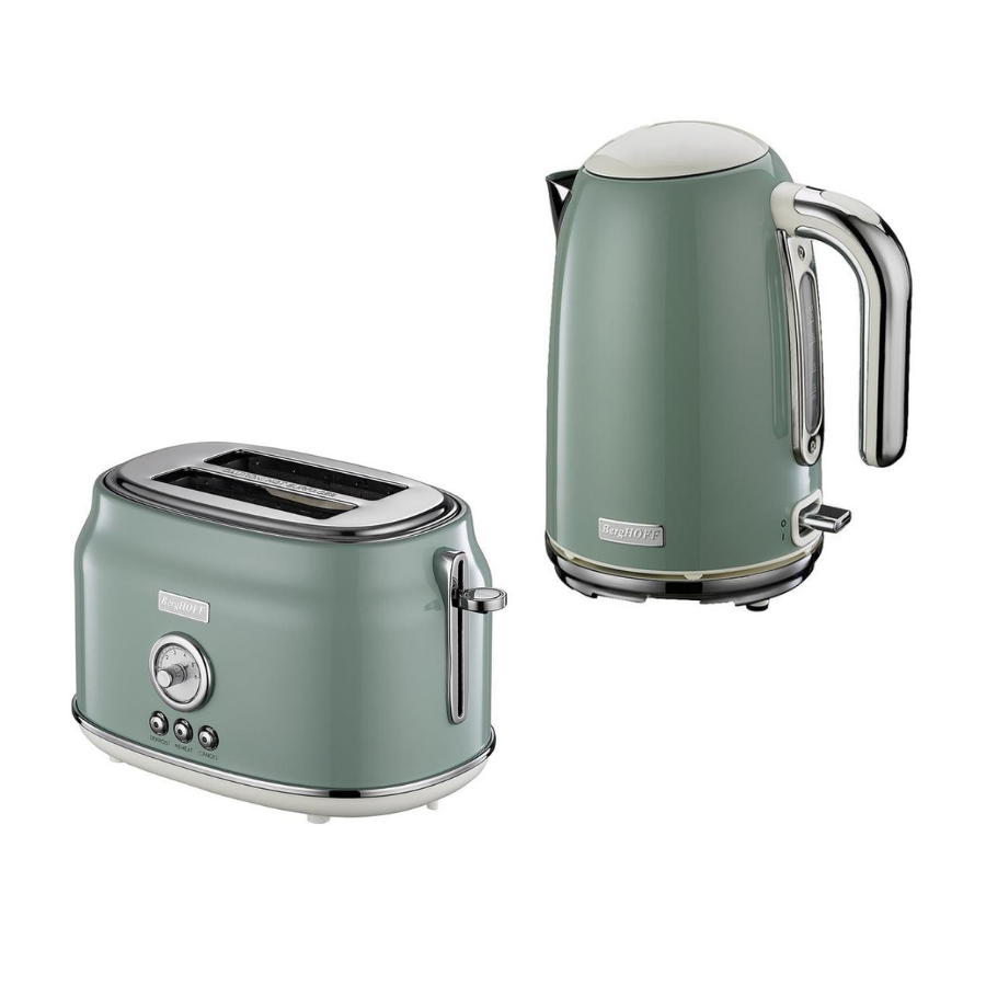 BerghoffBergHOFF GEM RETRO 1.7 Litre Mint Yeşil Su Isıtıcısı & Mint Yeşil İki Dilim Ekmek Kızartma Makinesi79500317950041