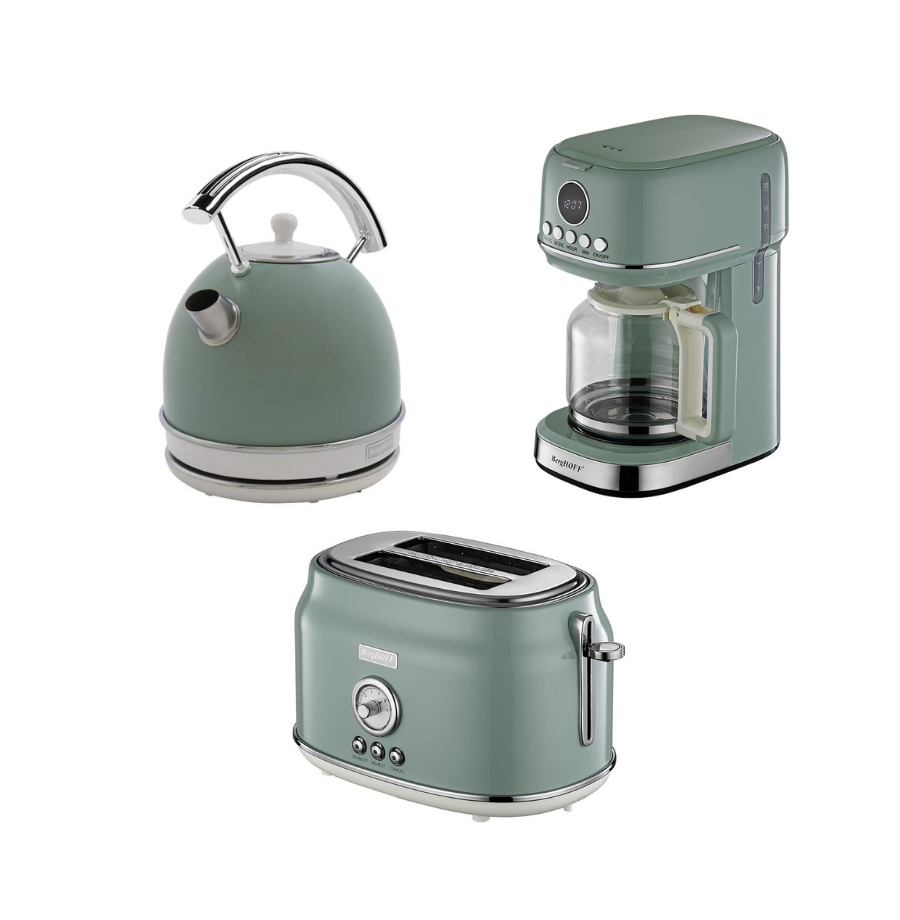BerghoffBergHOFF GEM RETRO 1.7 Litre Mint Yeşil Yuvarlak Su Isıtıcısı, Filtre Kahve & Ekmek Kızartma Makinesi795002179504017950041