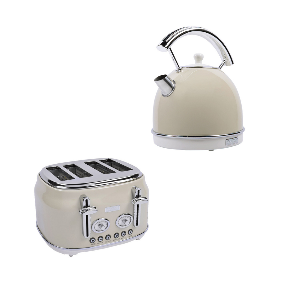 BerghoffBergHOFF GEM RETRO 1.7 Litre Vanilya krem Rengi Yuvarlak Su Isıtıcısı & Krem Rengi Dört Dilim Ekmek Kızartma Makinesi79500527950022