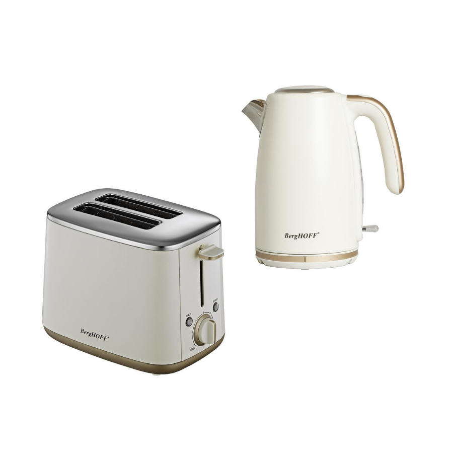 BerghoffBergHOFF GEM PEARL 1.7 Litre Vanilya Krem Rengi Gold Modern Su Isıtıcı&Vanilya Krem Rengi İki Dilim Ekmek Kızartma Makinesi79507037950701