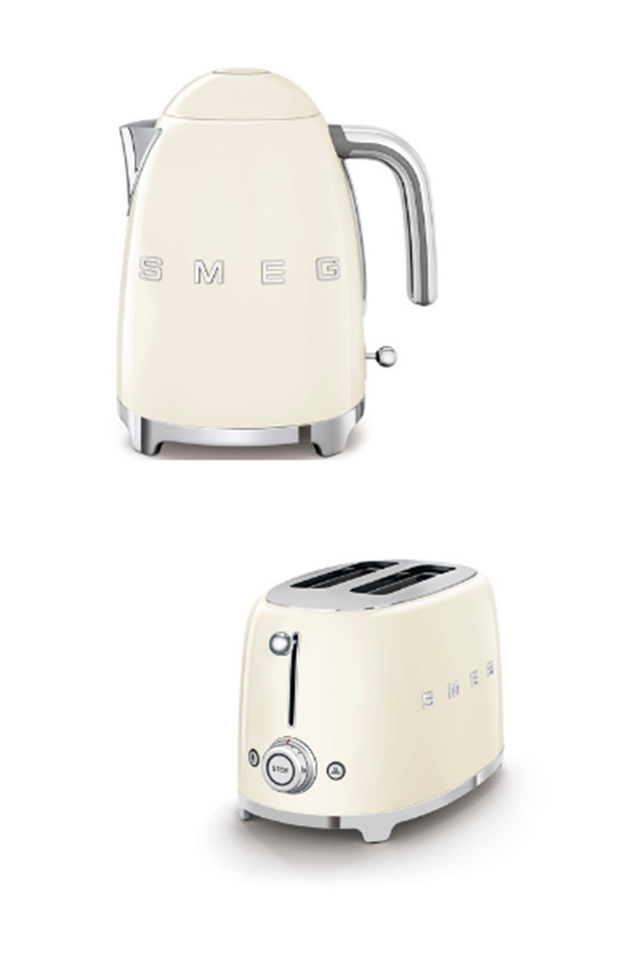 SMEGKrem Kettle Ve  2x1 Ekmek Kızartma Makinesi Seti  KLF03-TSF01CREUSmeg Krem Set