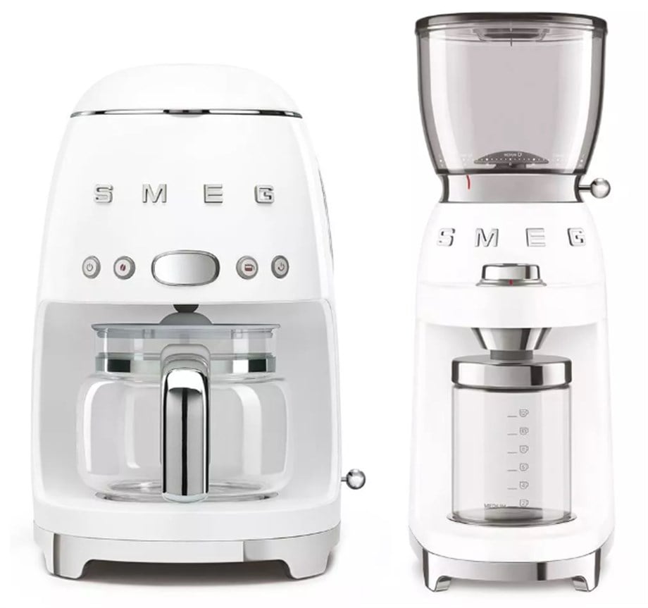 SMEGSmeg Beyaz Filtre Kahve Makinesi ve Kahve Öğütme Makinesi SetiDCF02CGF01WHEU