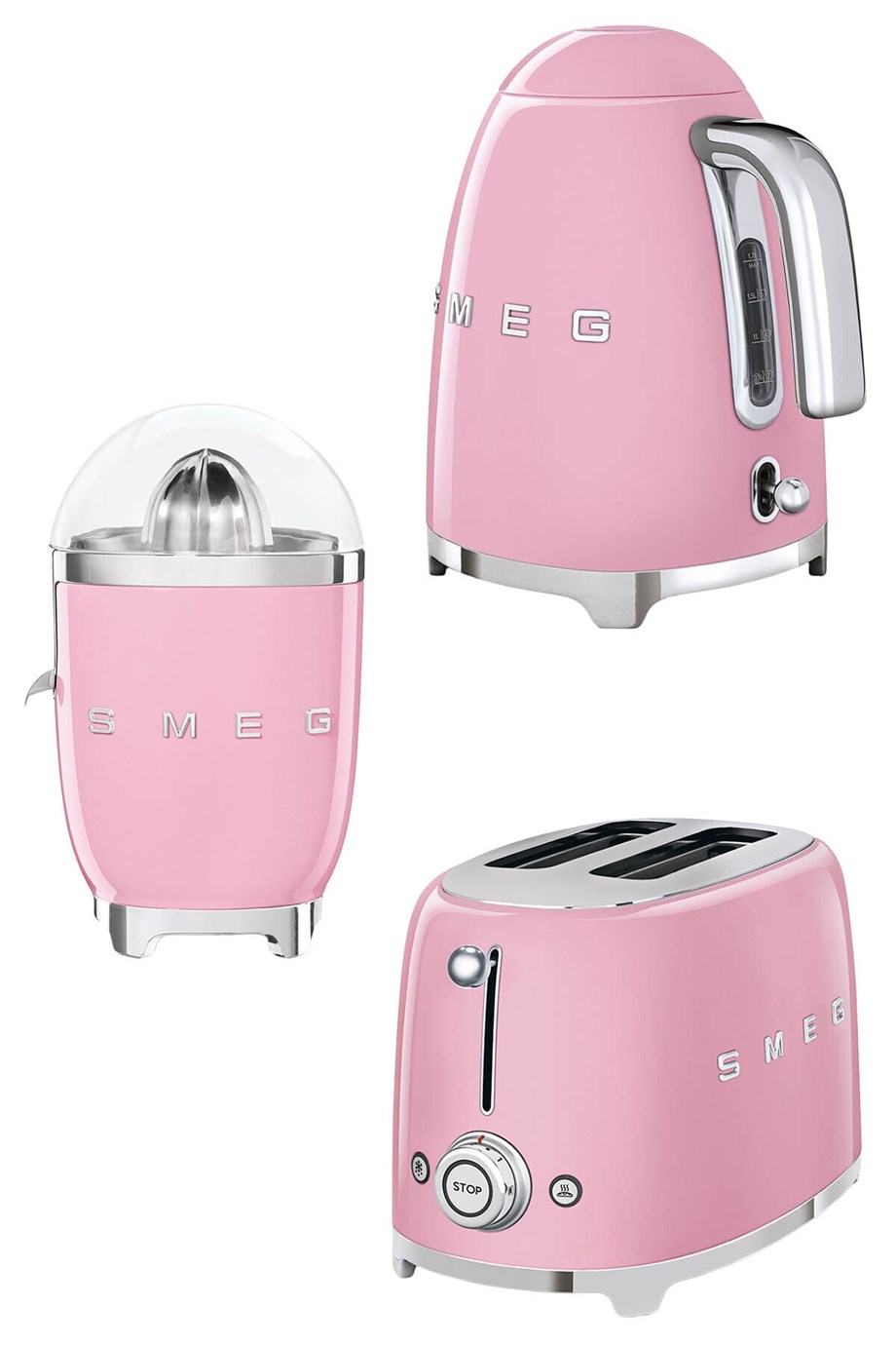 Smeg Pembe Kettle Ekmek Kızartma Makinesi Ve Narenciye Sıkacağı Seti