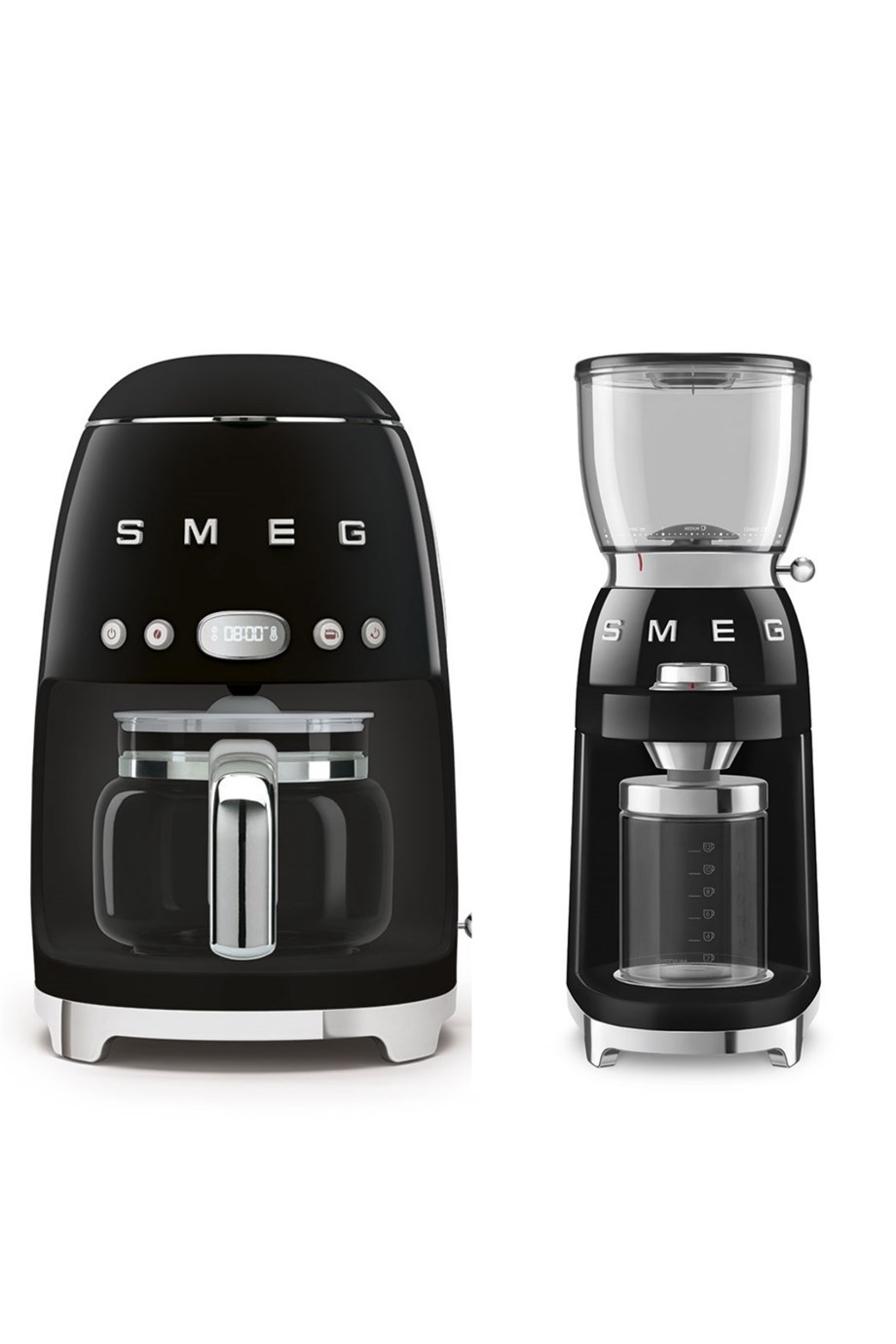 Smeg Siyah Filtre Kahve Makinesi ve Kahve Öğütme Makinesi Seti