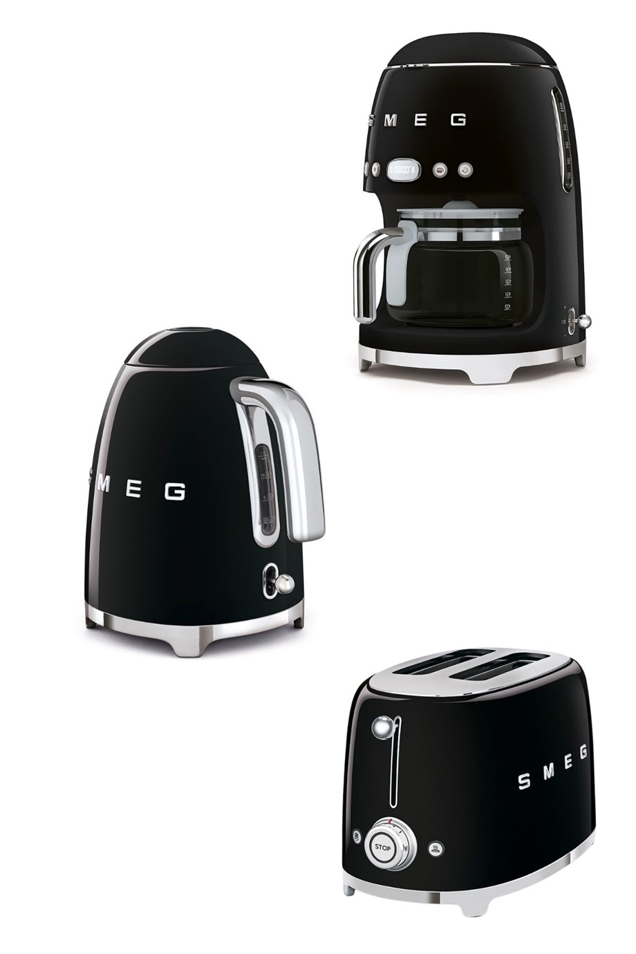 SMEGSmeg Siyah Kettle 1x2 Ekmek Kızartma Makinesi Ve Filtre Kahve Makine SetiDCF02KLF03TSF01BLEU