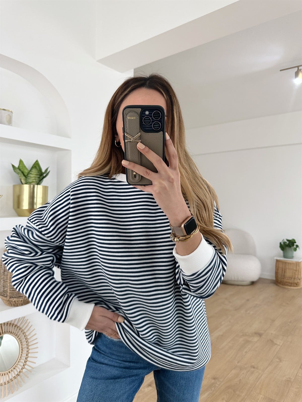  LACİVERT ÇİZGİLİ OVERSIZE SWEAT