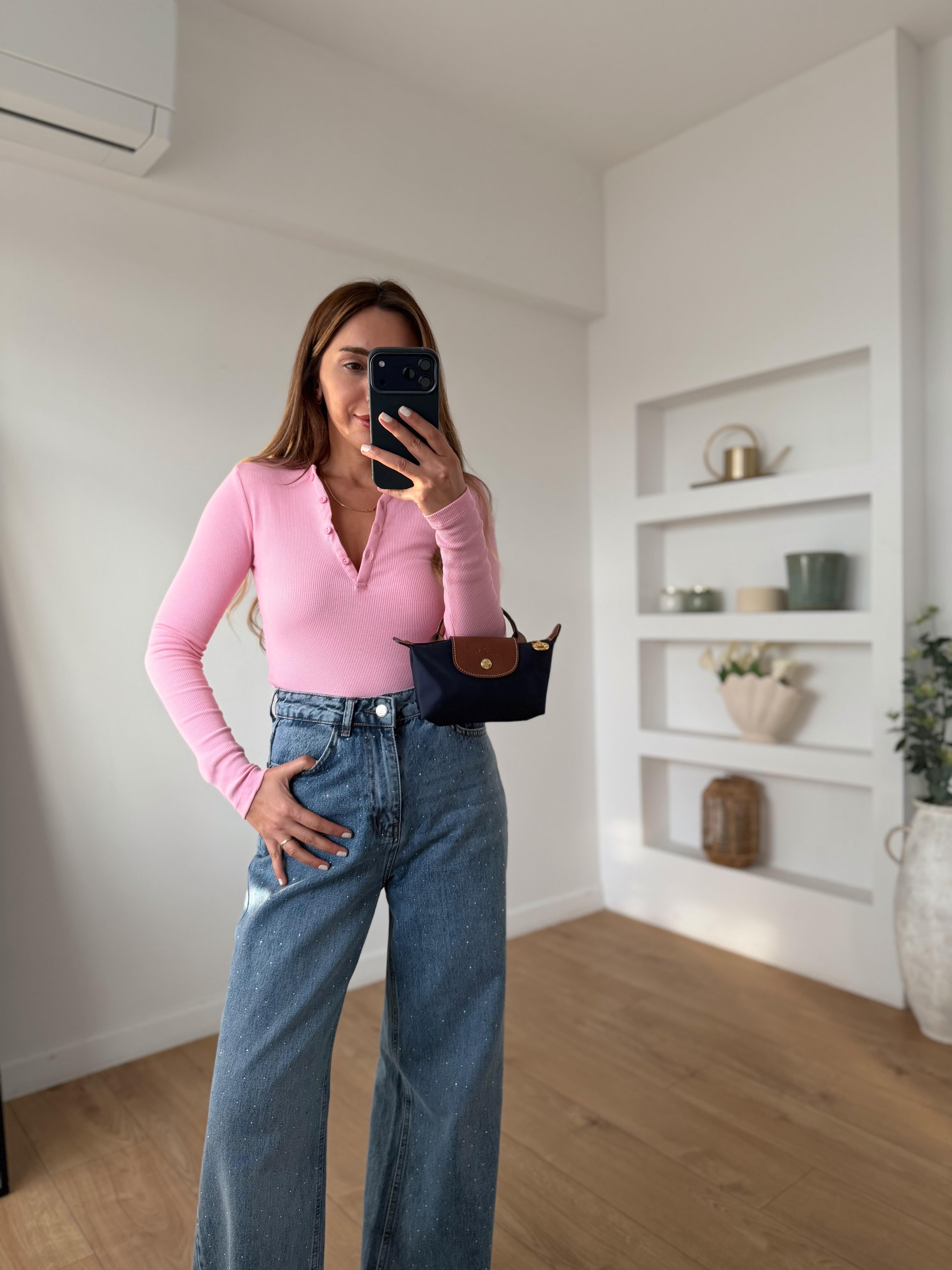 0164 Kaşkorse Kolej Yaka Pembe Bluz