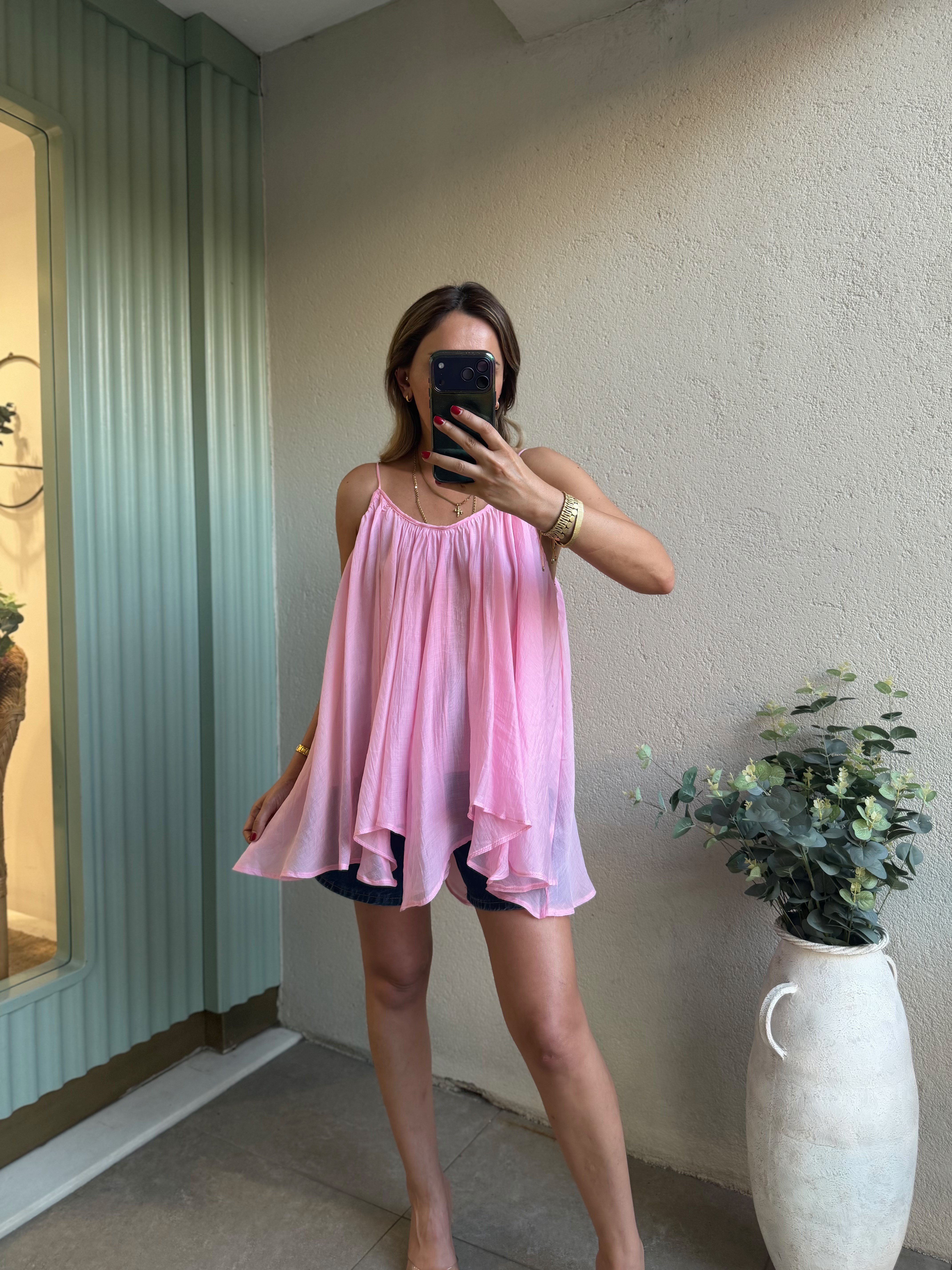 5090 Pembe Askılı Bluz