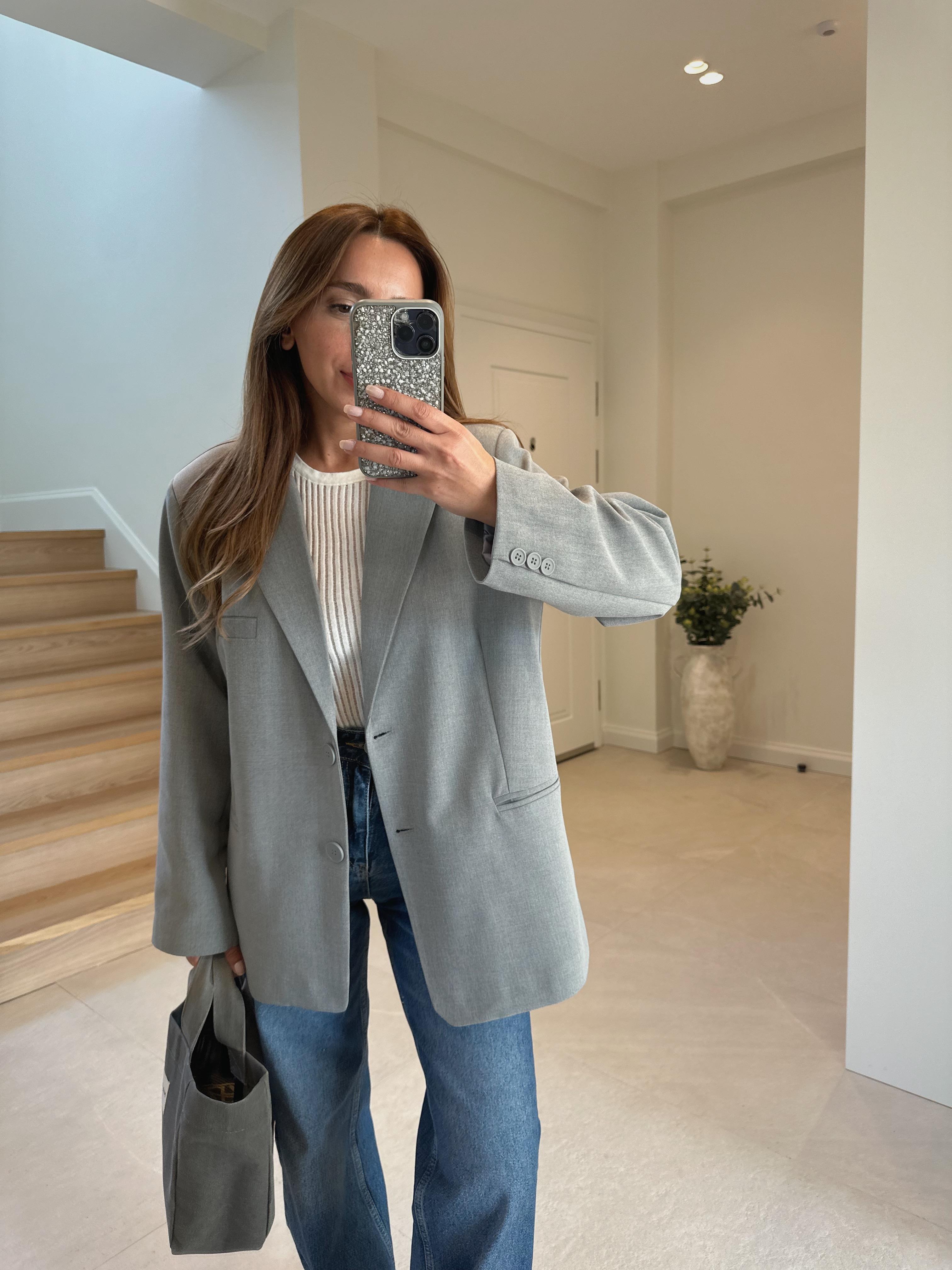 Palm Açık Gri Oversize Astarlı Blazer Ceket