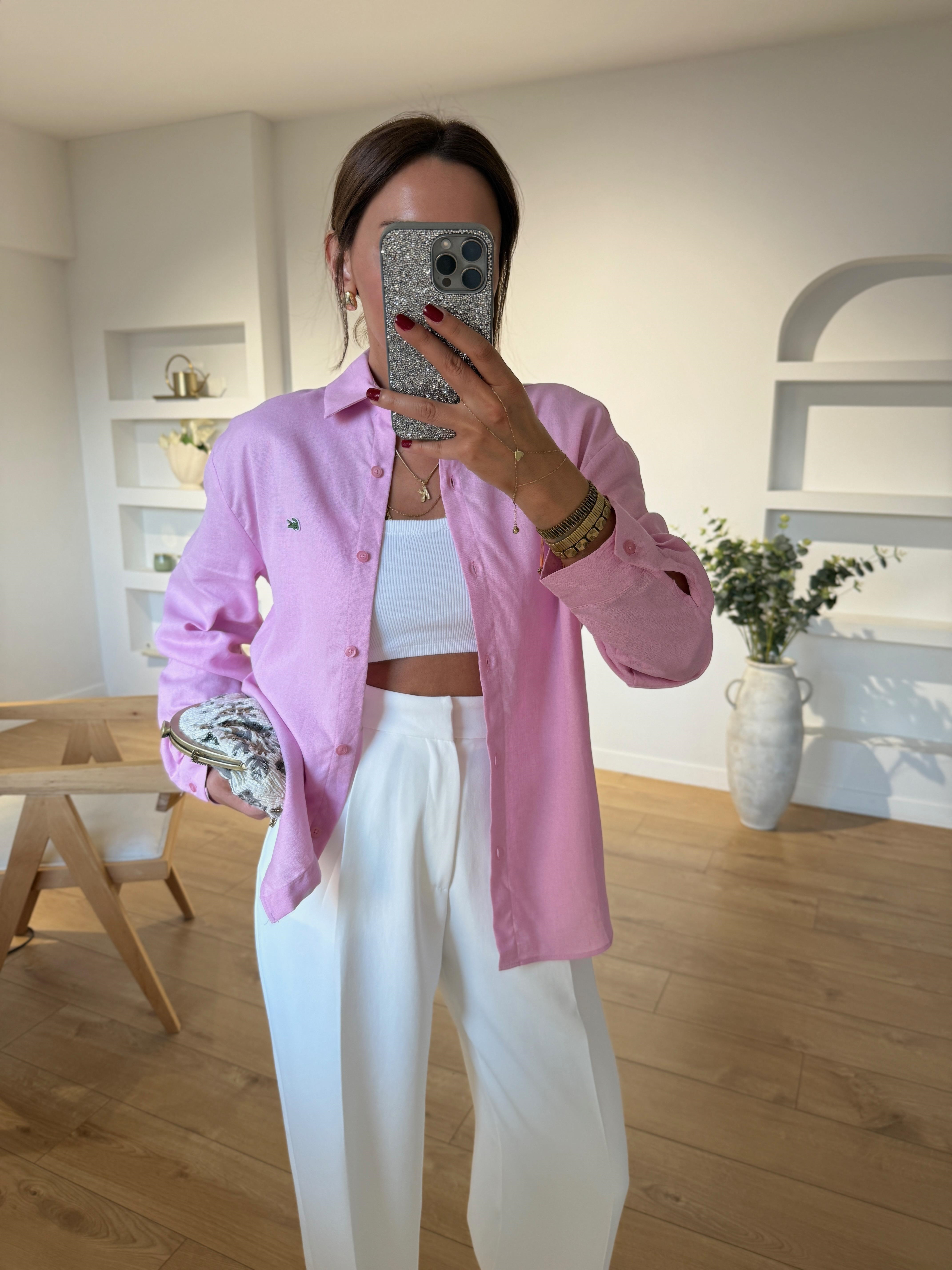 Anna Lcst Muadil Pembe Keten Gömlek
