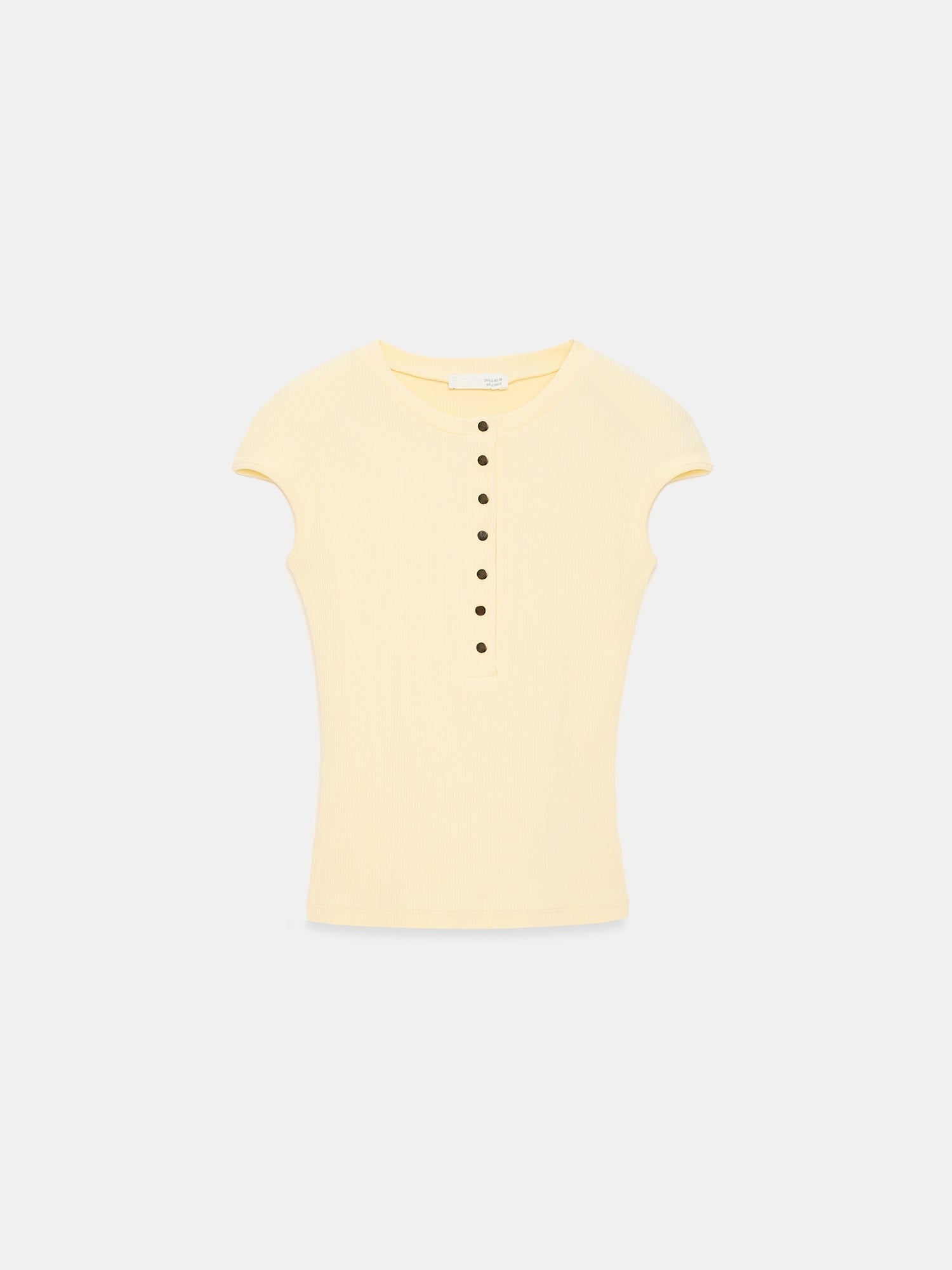 Dilvin 31887 Düğmeli Kısa Kollu Top-Sarı