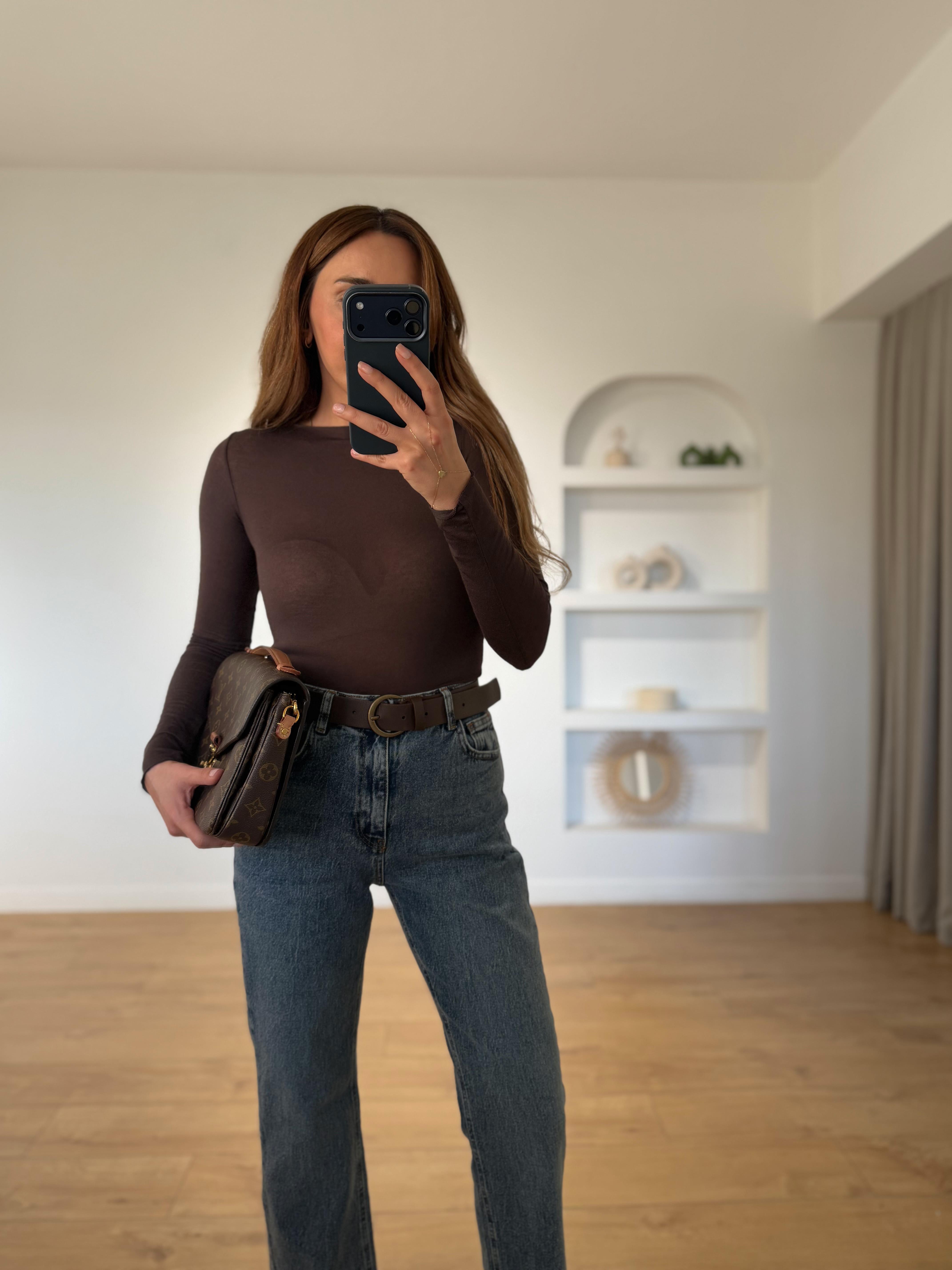 Dilvin 32122 Kahve Kayık Yaka Modal Kaşmir Bluz