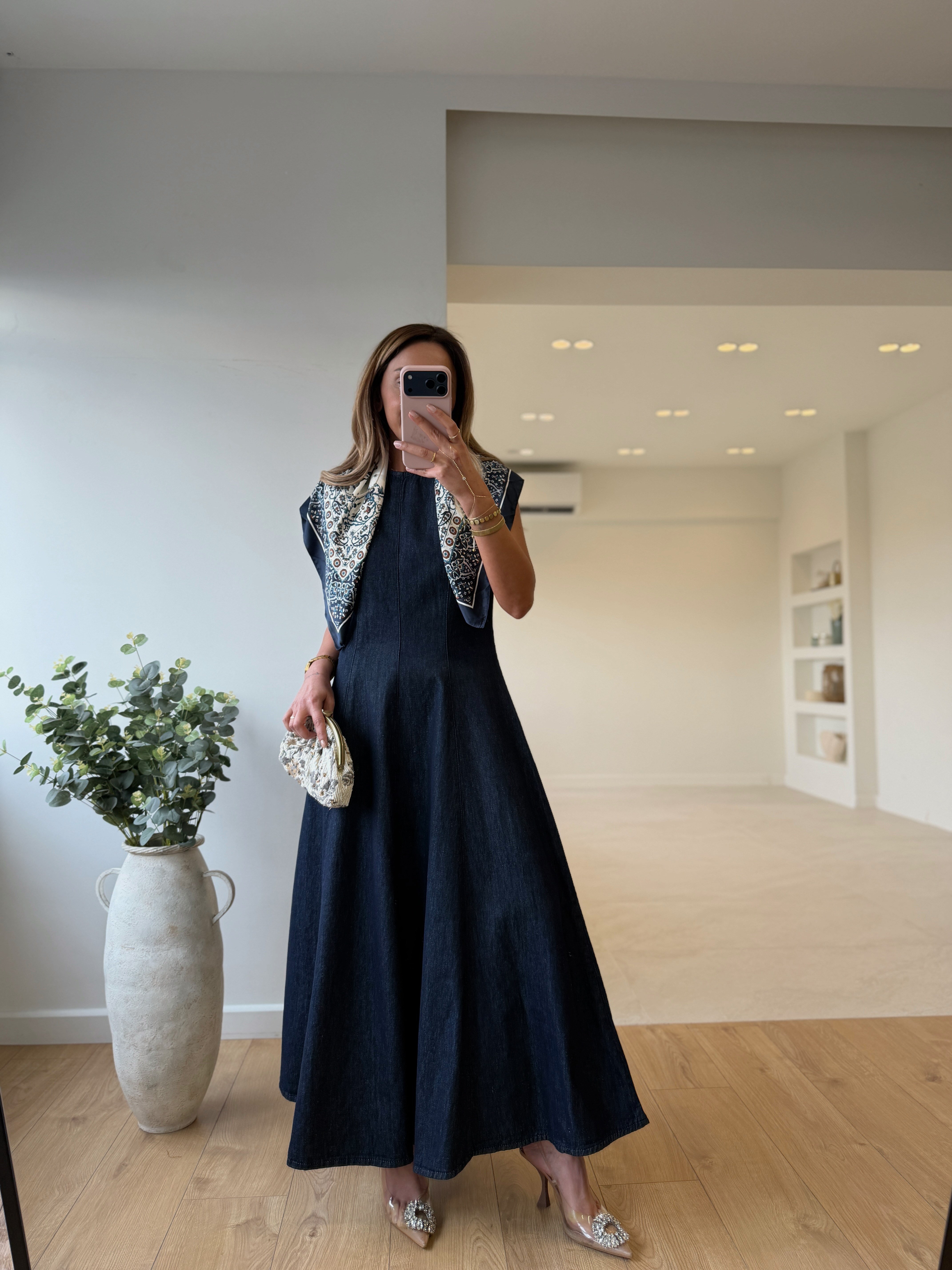 Dilvin 90577 Lacivert Denim Elbise