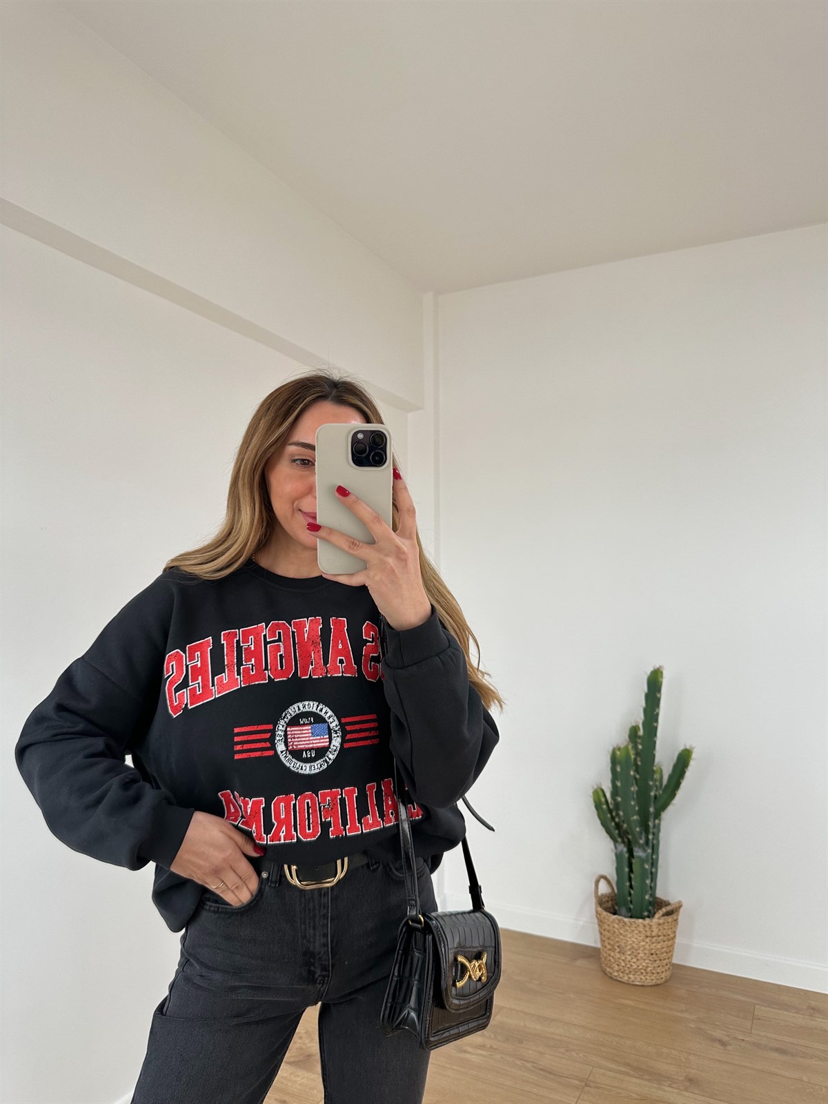 KOYU FÜME BASKILI SWEAT