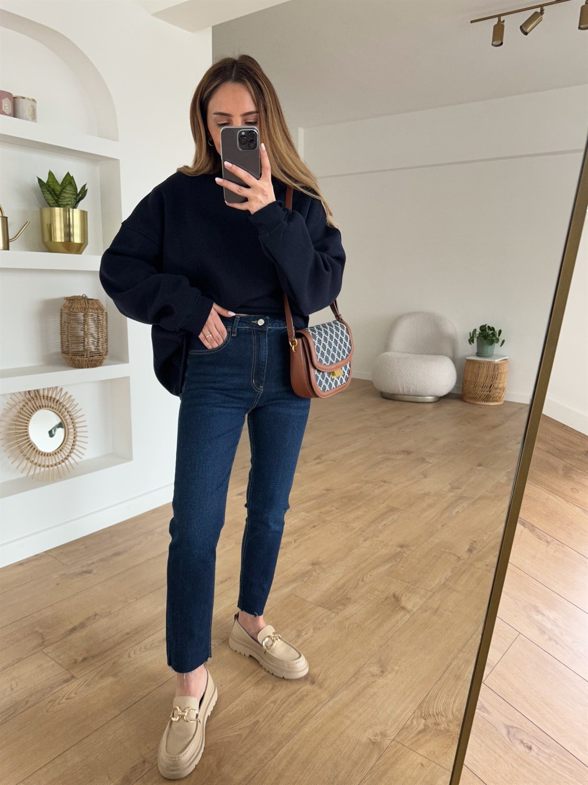 KOYU LACİVERT MOM FİT JEAN