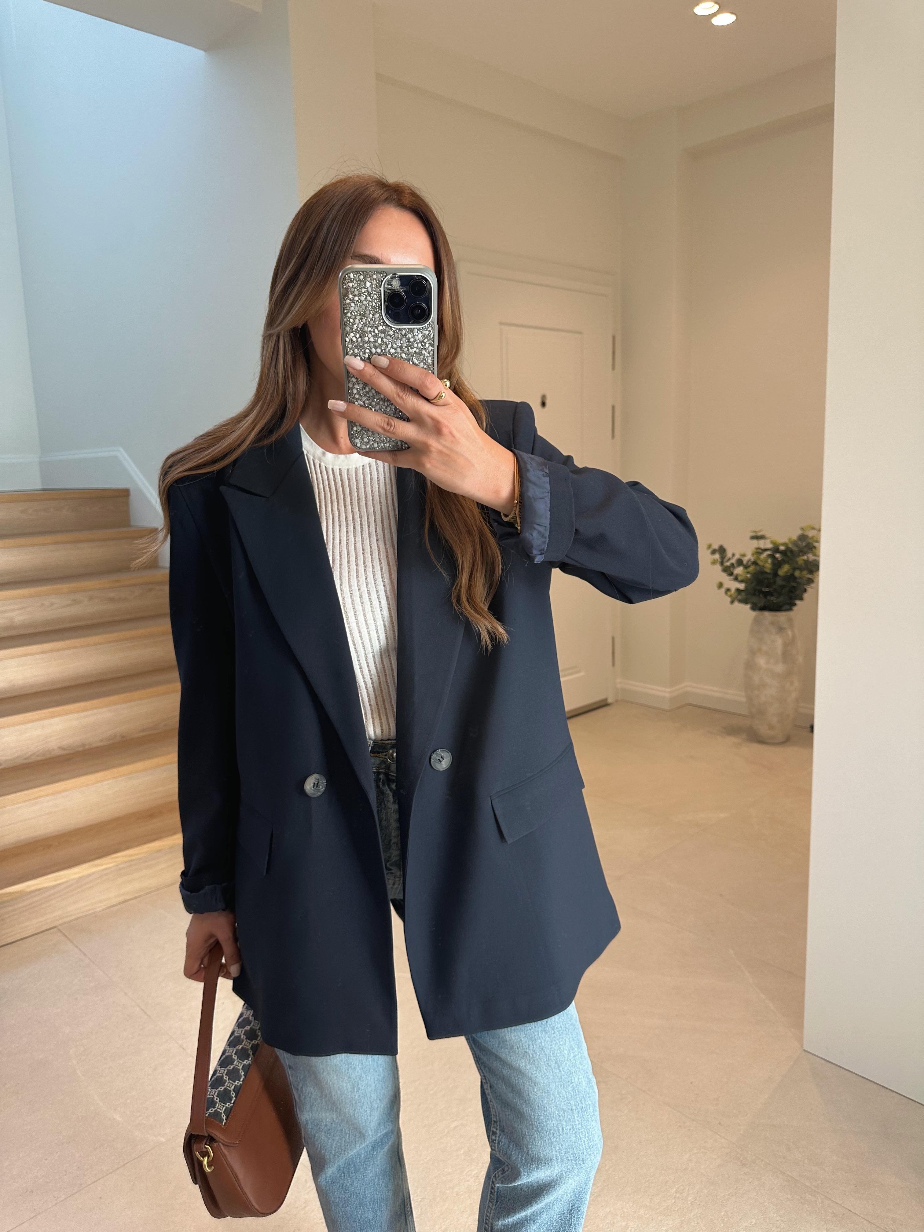 Lacivert Astarlı Oversıze Premıum Blazer Ceket