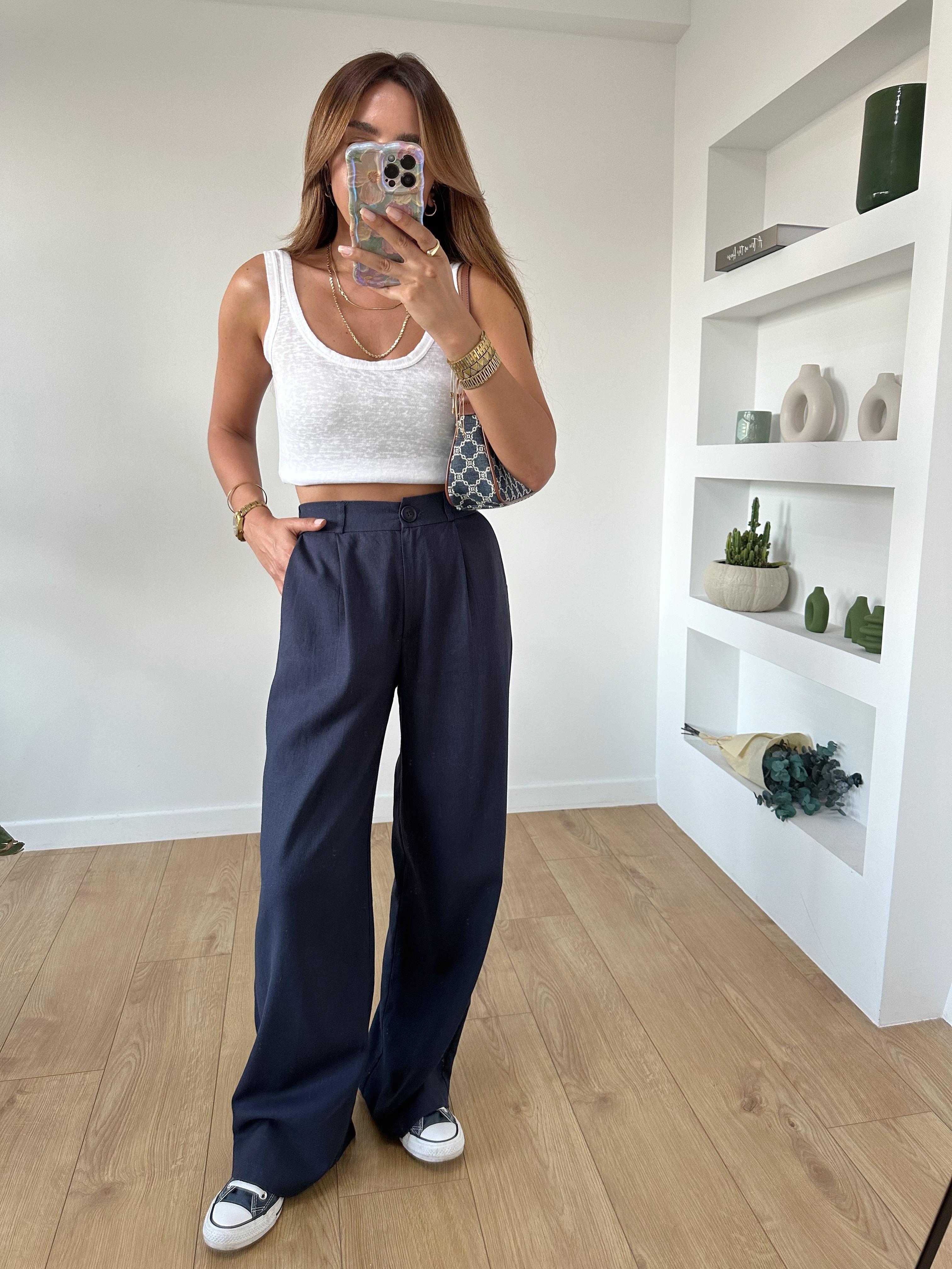 Lacivert Premium Keten Pantolon