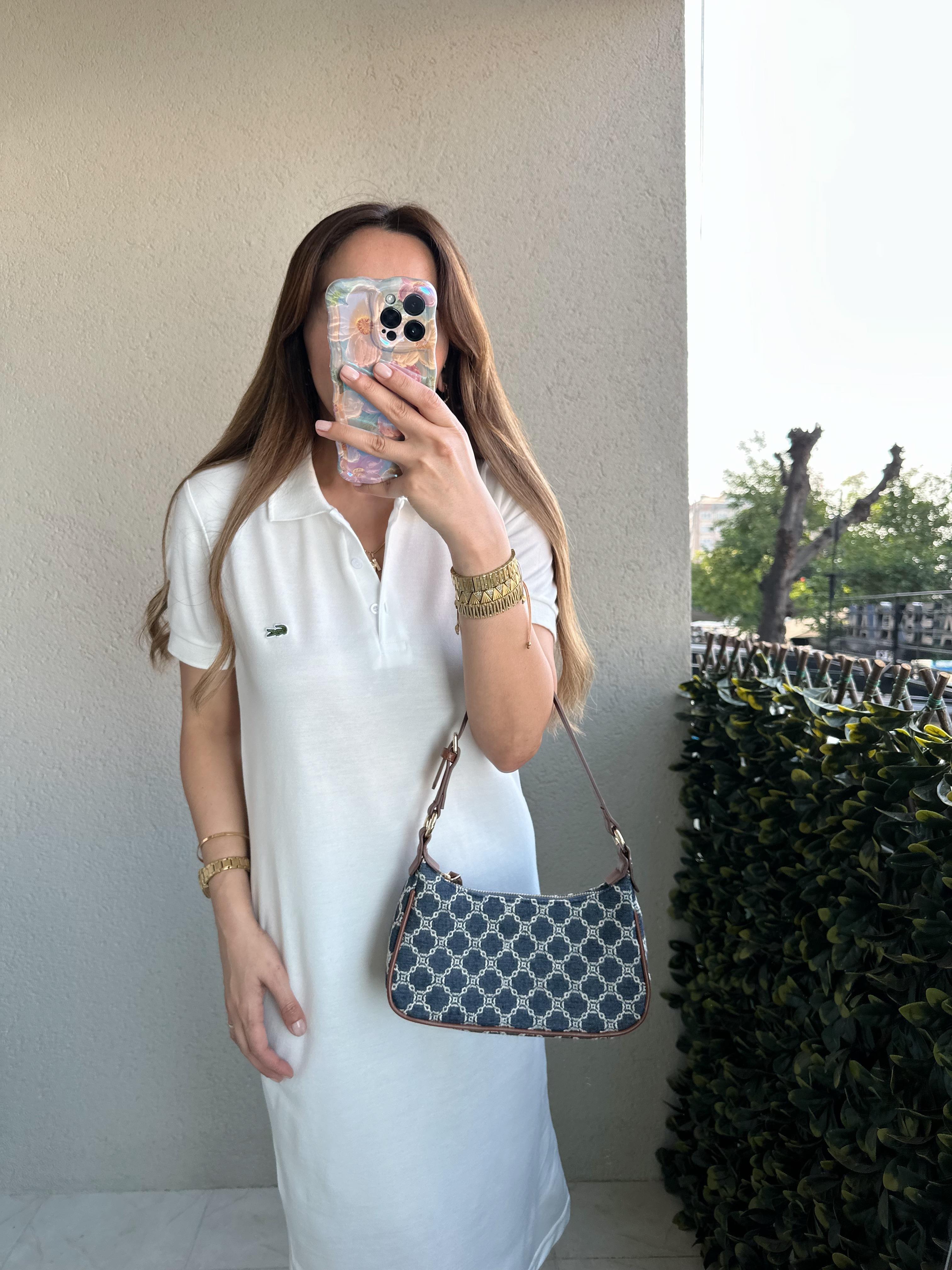 LCST MUADİL POLO YAKA BEYAZ ELBİSE